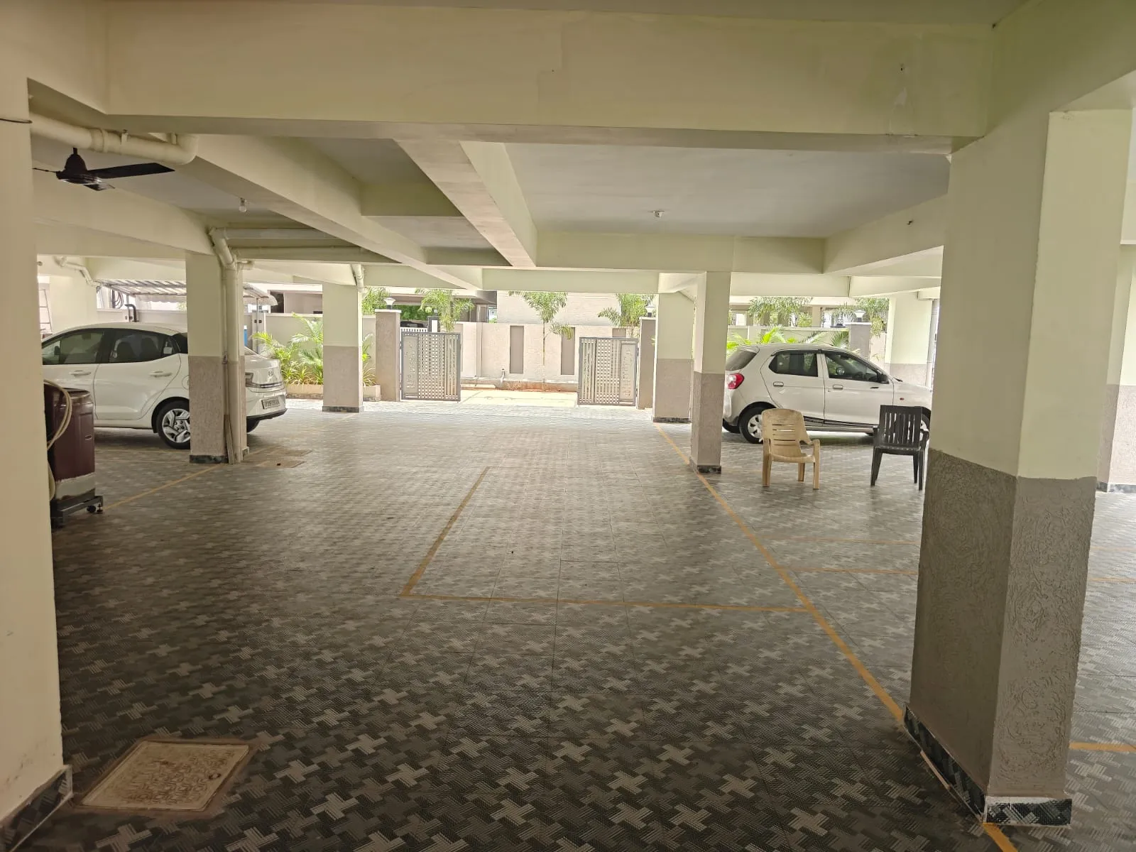 Covered parking deck at Velagapudi Brundavanam