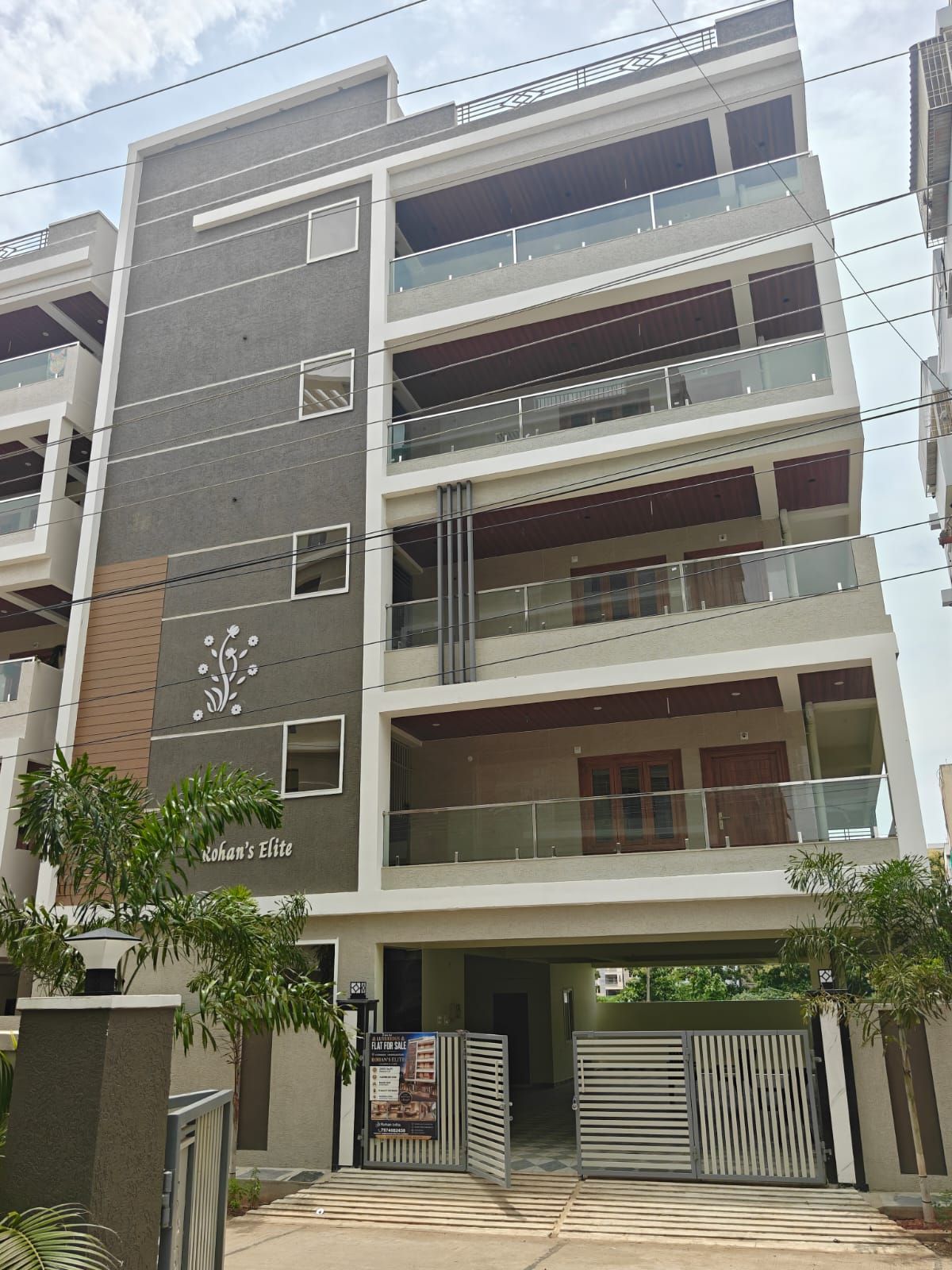 The completed Rohan’s Elite building seen from Donka Road, with balconies on every floor